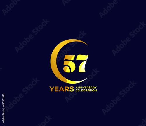 57 years anniversary celebration logotype with modern gold Mix color Circle logo Design Concept
