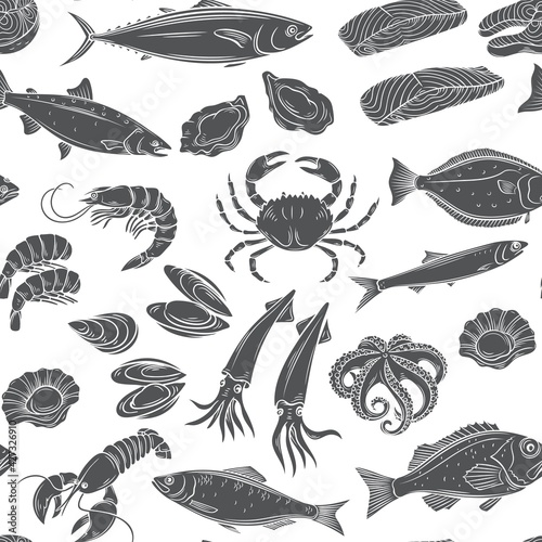 Seafood seamless patter