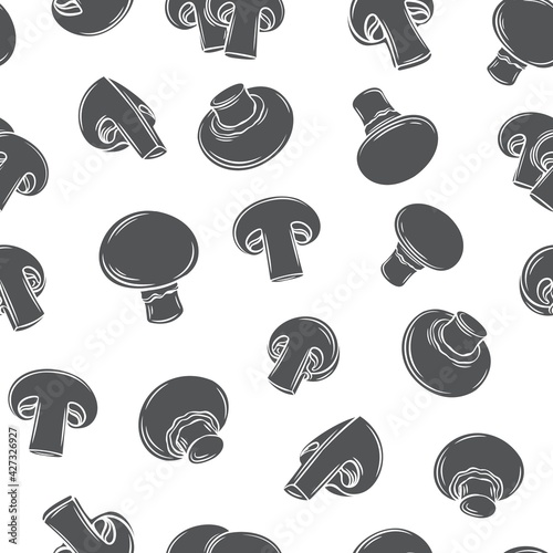 Champignon mushrooms seamless pattern