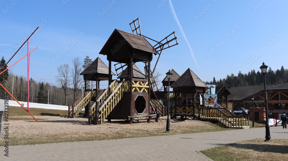 kids playground in european kindergarten