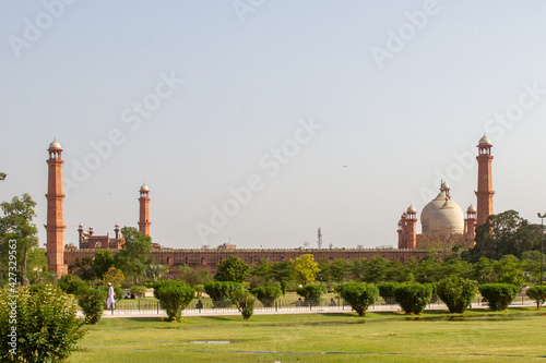 Amazing Shahi Mosque Lahore. View from Minar E Pakistan. April 10, 2021