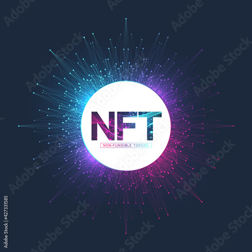 NFT non fungible token. Non-fungible tokens icon covering concept NFT. High-tech technology symbol logo vector.