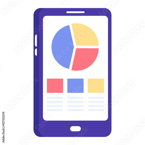 
Pie chart inside smartphone, flat design of mobile analytics 

