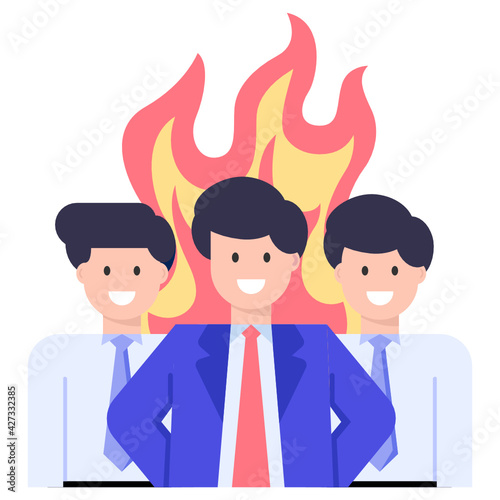 
A group of people with flame, team fire icon


