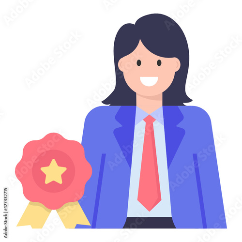  A business champion girl flat character