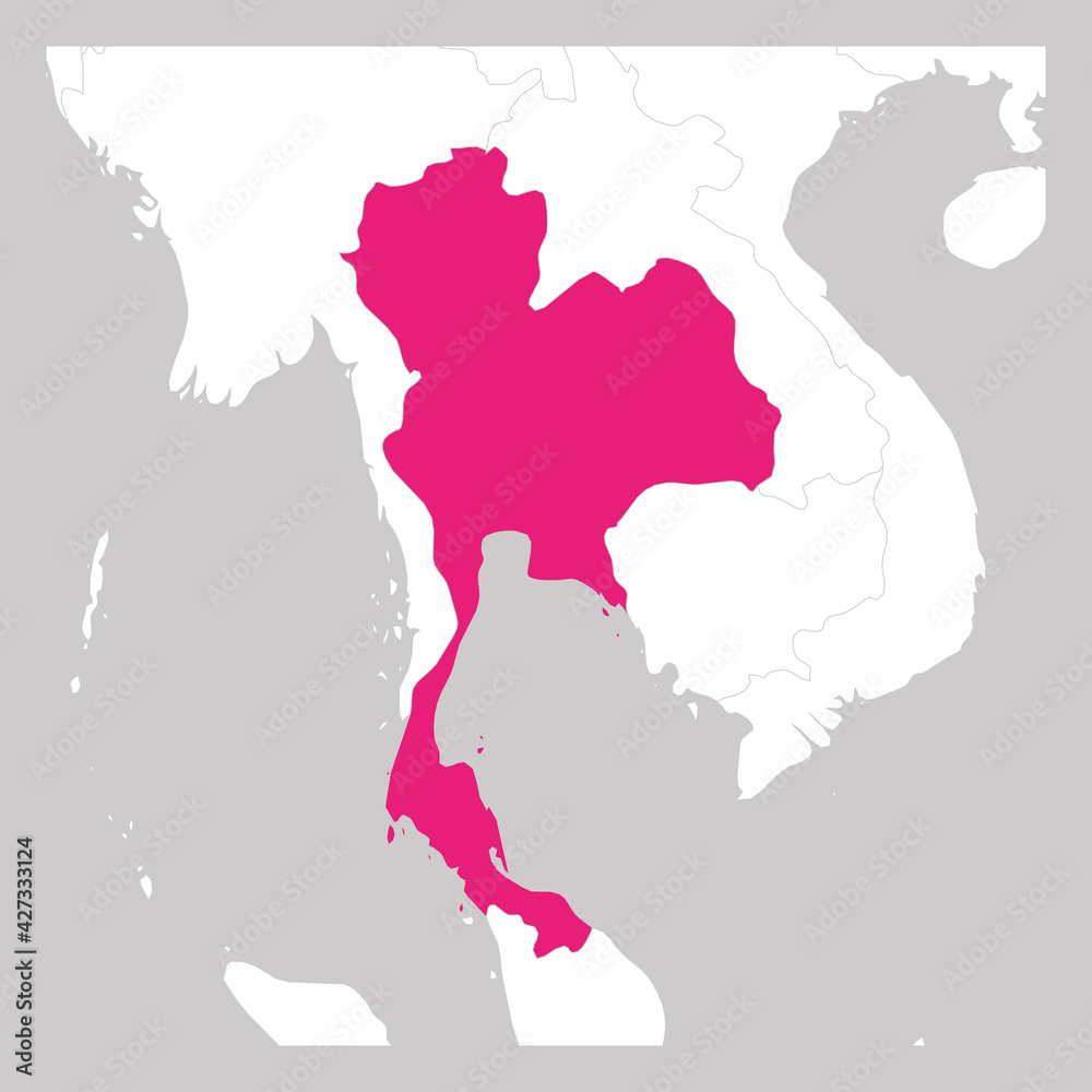 Fototapeta premium Map of Thailand pink highlighted with neighbor countries