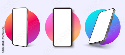 Realistic smartphone mockup. Device UI, UX mockup for presentation template. Modern vector illustration