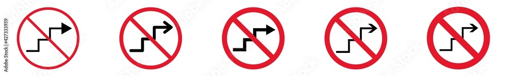 Prohibition Sign Upstairs Forbidden Icon Set | Upstairs Prohibition Signs Prohibited Vector Illustration Logo | Up Stairs Prohibition Sign Isolated Collection Prohibition Sign Upstairs Forbidden Icon Set | Upstairs Prohibition Signs Prohibited Vector Illustration Logo | Up Stairs Prohibition Sign Isolated Collection
