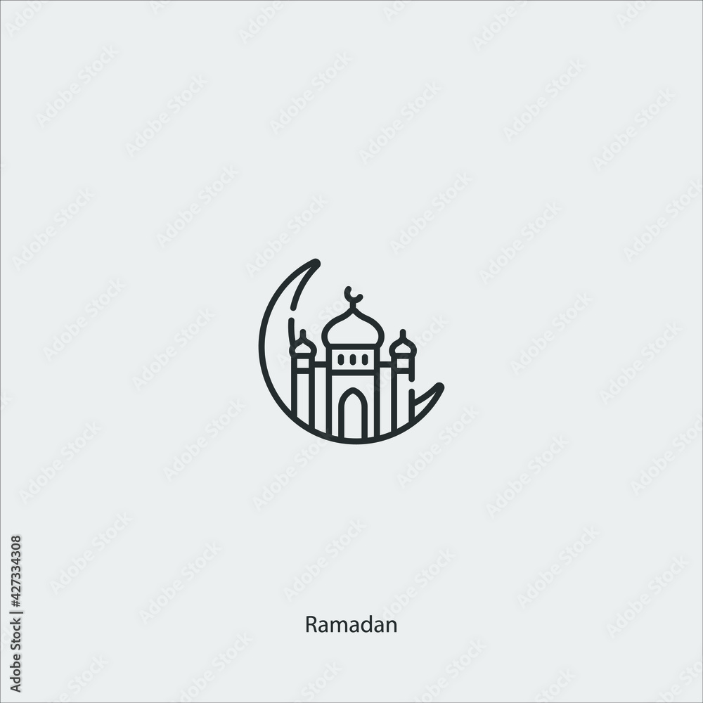 Ramadan icon vector icon.Editable stroke.linear style sign for use web design and mobile apps,logo.Symbol illustration.Pixel vector graphics - Vector