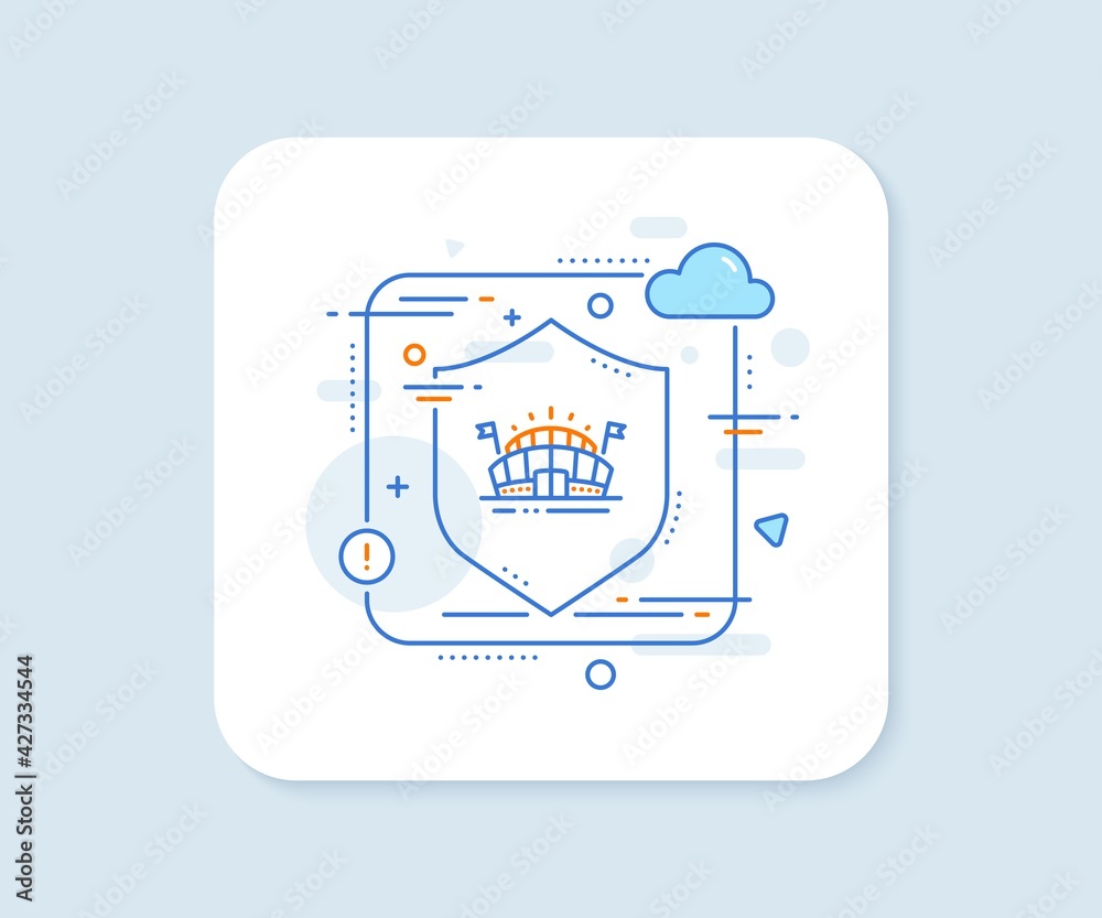 Sports arena line icon. Abstract vector button. Stadium with flags sign. Sport complex symbol. Sports arena line icon. Protect shield concept. Vector Sports arena line icon. Abstract vector button. Stadium with flags sign. Sport complex symbol. Sports arena line icon. Protect shield concept. Vector