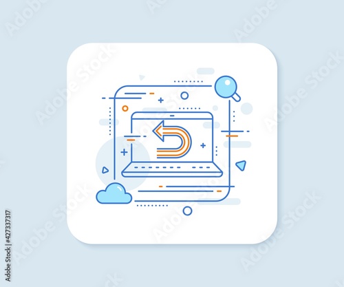 Undo arrow line icon. Abstract vector button. Left turn direction symbol. Navigation pointer sign. Undo line icon. Laptop concept badge. Vector
