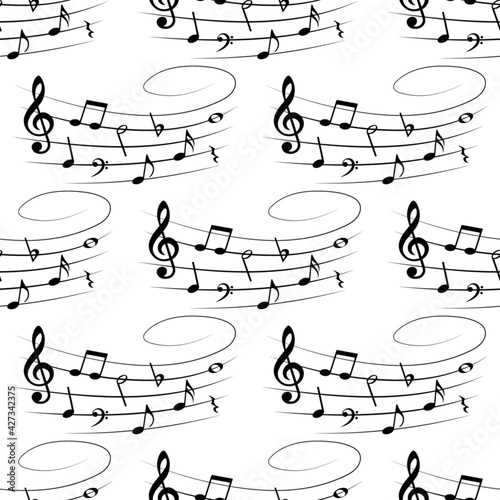 Music notes seamless pattern, vector illustration.