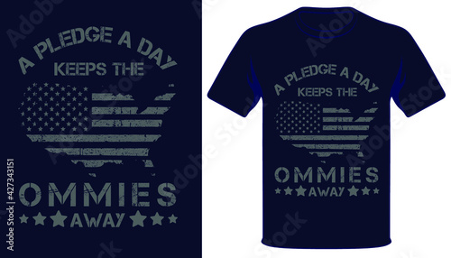 A pledge a day keeps the ommies away usa map with flag t-shirt design