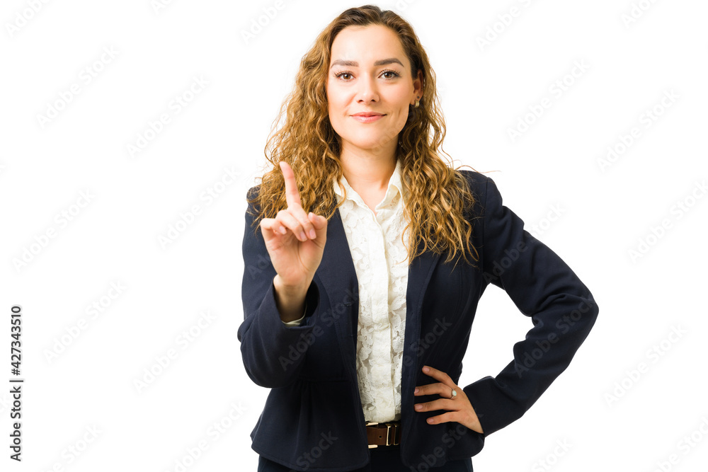 Professional young woman feeling proud of her work Professional young woman feeling proud of her work