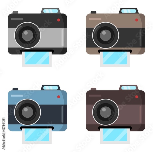 Vector illustration set of a camera that can print photo, perfect for advertisements related to vacations and travel