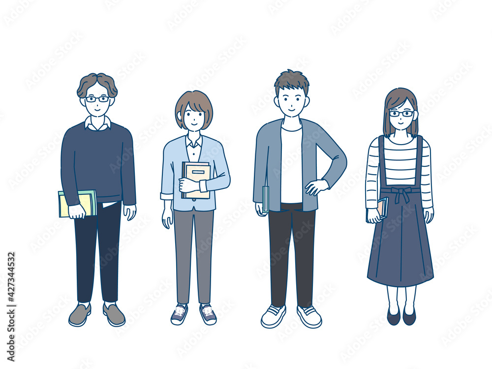 大学生女子大生若い男女全身イラスト素材stock Vector Adobe Stock 大学生女子大生若い男女全身イラスト素材stock Vector Adobe Stock
