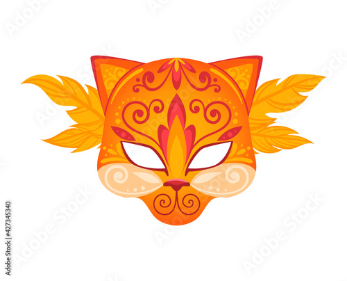 Colorful mask for fun party, carnival festival, elegant face disguise, design cartoon style vector illustration, isolated on white