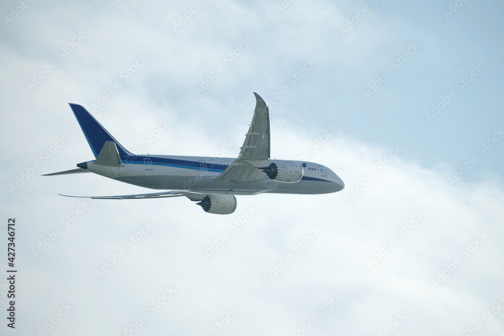 Obraz premium 飛行するジェット旅客機