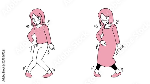 デリケートゾーンの痒みに苦しむ女性のイラスト