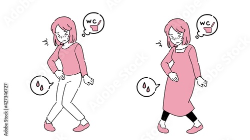 尿漏れをした女性のイラスト