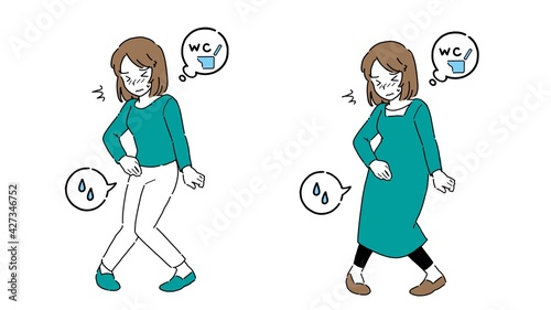 尿漏れをした女性のイラスト