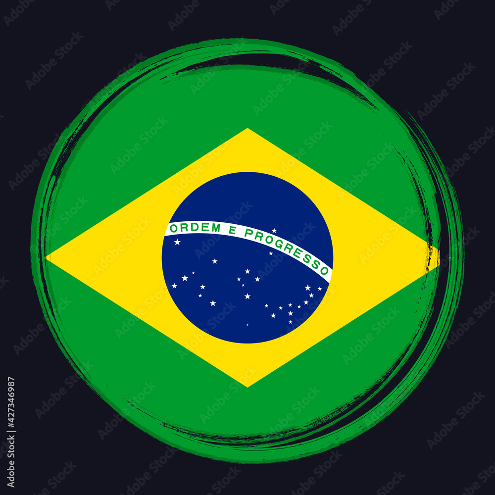 Fototapeta premium Flag of Brazil, banner with grunge brush