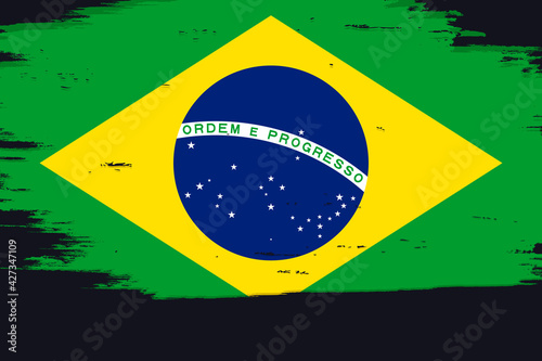Flag of Brazil, banner with grunge brush