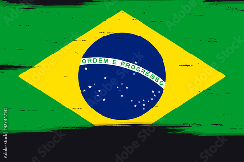 Flag of Brazil, banner with grunge brush