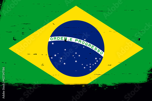 Flag of Brazil, banner with grunge brush