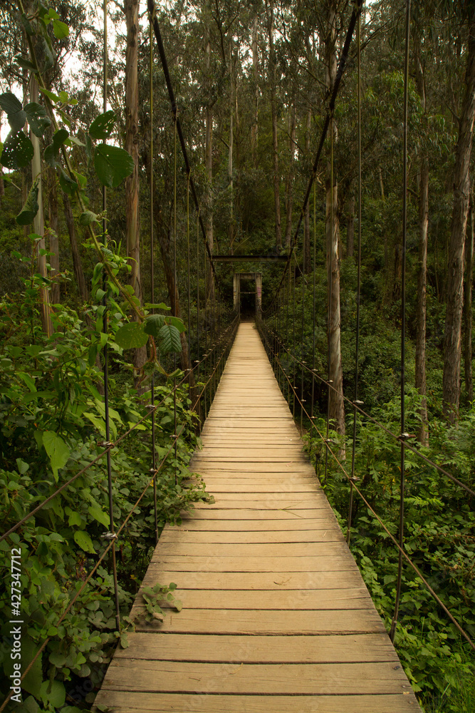  Suspension bridge over the river in Otavalo, Ecuador.