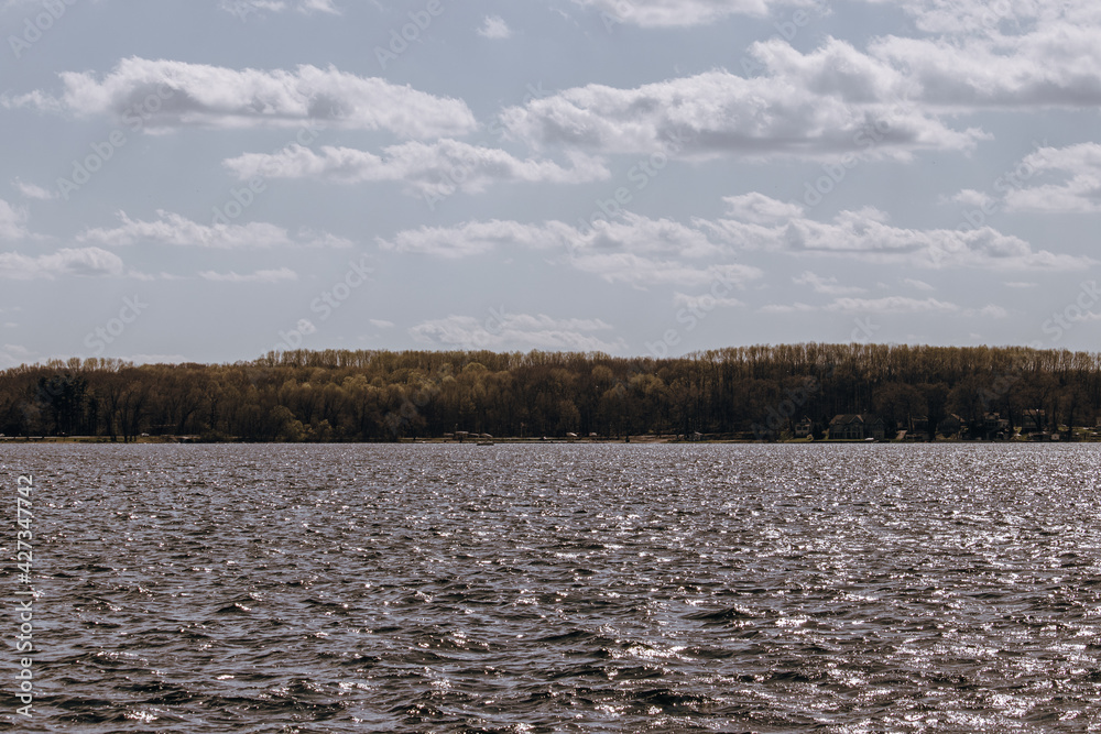 Naklejka premium Lake and forest landscape
