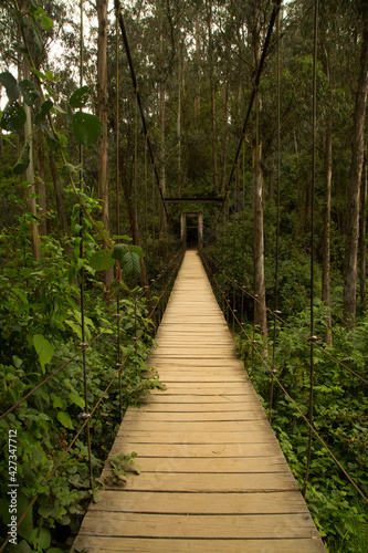  Suspension bridge over the river in Otavalo  Ecuador.