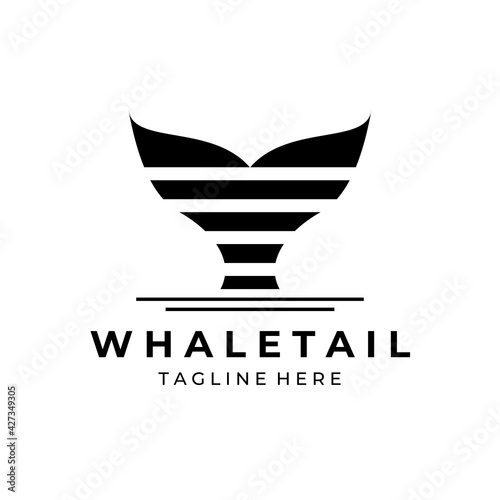 Whale Tail Logo vintage Vector illustration Design