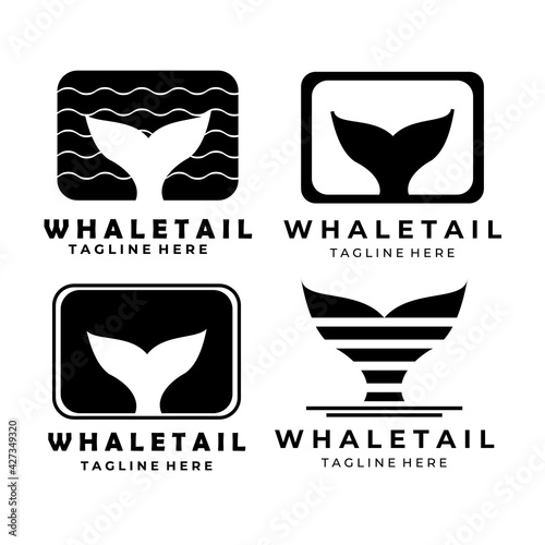 Whale Tail bundle Logo vintage Vector illustration Design