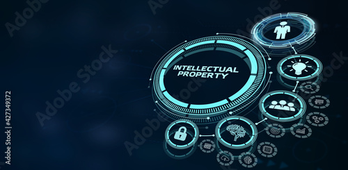 The concept of business, technology, the Internet and the network. virtual screen of the future and sees the inscription: Intellectual property photo
