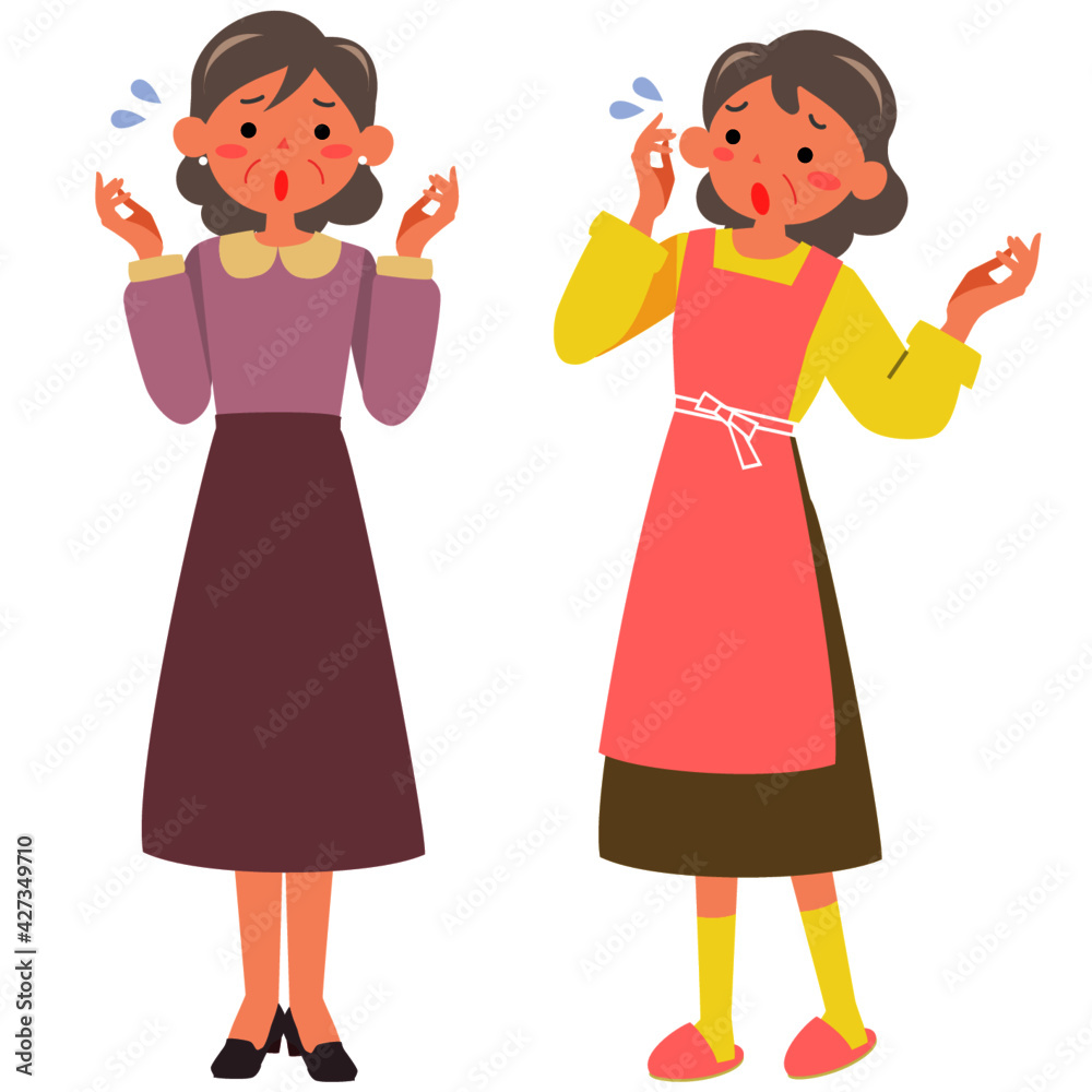 困った表情のシニア女性
