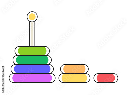 積み木タワーの玩具のイラスト　知育玩具