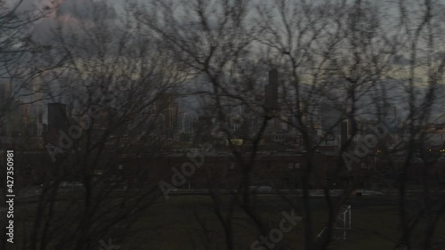 Wallpaper Mural Train heads into the city with Willis Tower in distance Torontodigital.ca