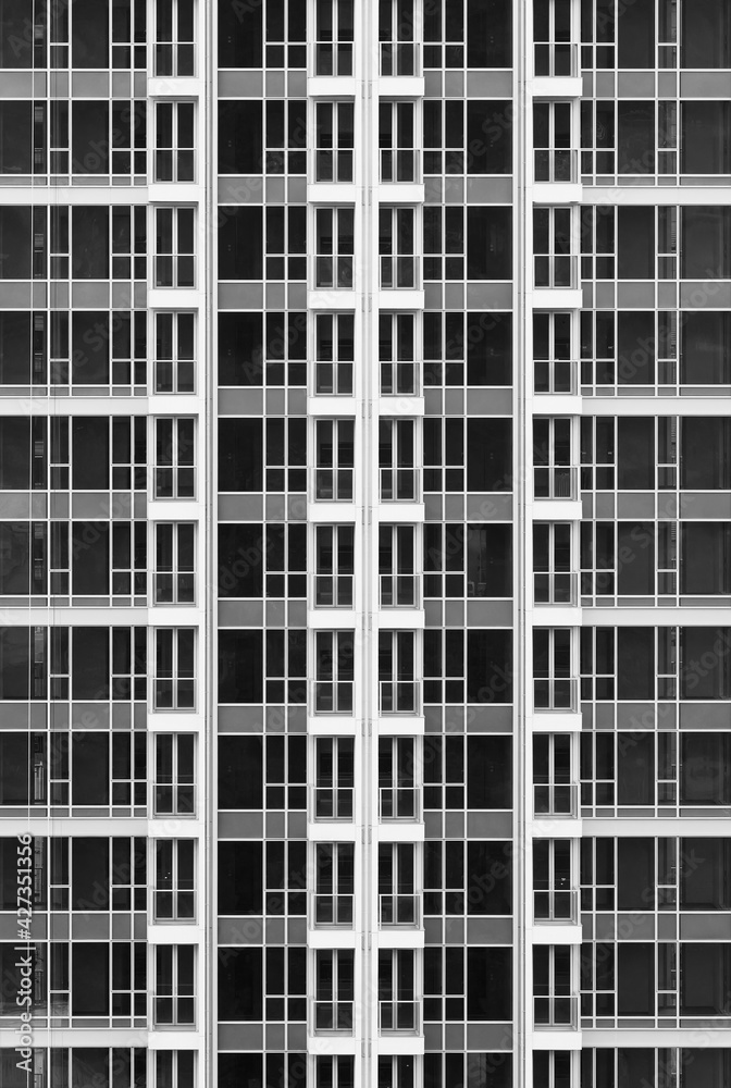 Exterior of high rise residential building. Modern architecture abstract background pattern Exterior of high rise residential building. Modern architecture abstract background pattern
