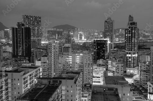 Night scenery of downtown district of Hong Kong city © leeyiutung
