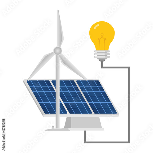 Concept ecological energy renewable green panel solar vector
