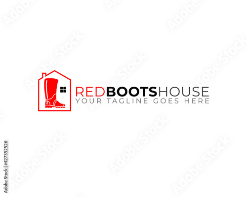 red boot real estate logo template