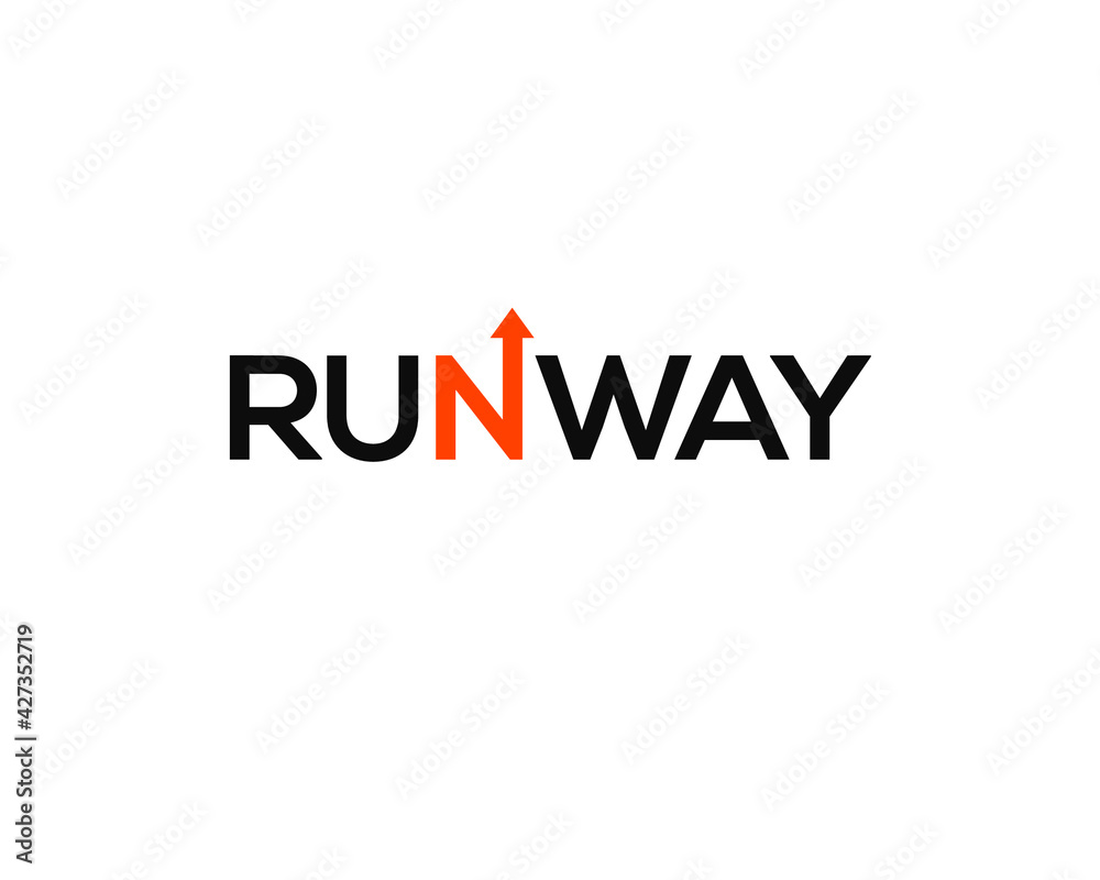 runway wordmark with letter N as zigzag arrow direction