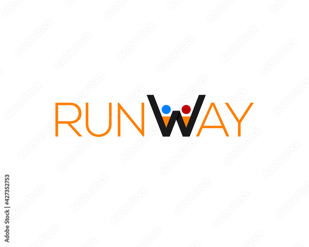 runway wordmark with letter W as two human figure holding hands runway wordmark with letter W as two human figure holding hands