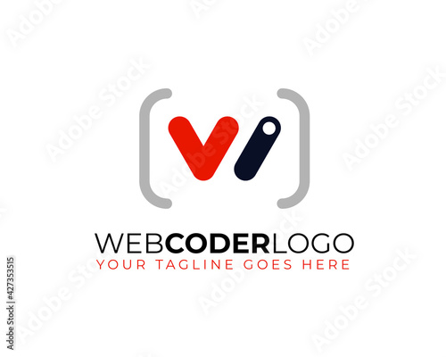 monogram anagram initial letter w v checklist for coding developer logo