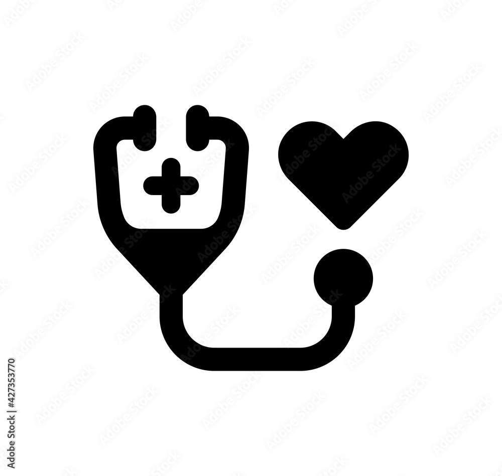 Stethoscope with heart for health checkup vector icon. Stethoscope with heart for health checkup vector icon.