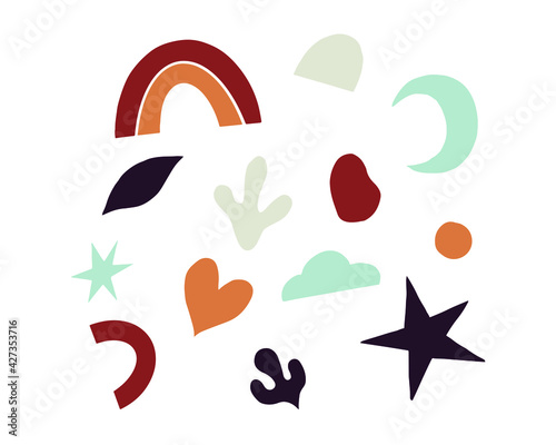 colorful abstract element in vector design. abstract shape illustration for kids. funny cartoon animation element collection.
