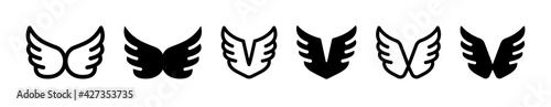 Wing feather symbol icon vector illustration.