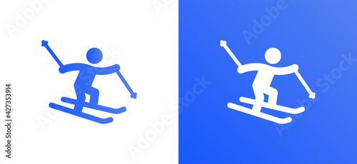 Skier icon vector illustration. Winter sport.