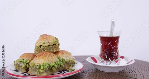 baklava and Turkish tea  for ramadan Kareem